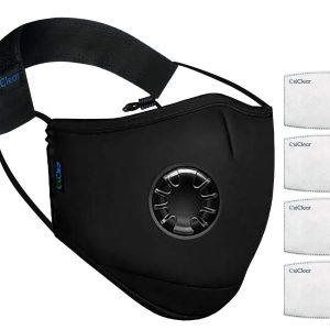 OxiClear N99 Anti Pollution Face Mask with 4 Activated Carbon Filters & Detachable Headband D.R.D.O Certified (Black)